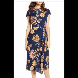 Leith Cap Sleeve Floral Midi Dress